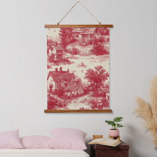 Tapisserie Suspendue Toile Rouge Traditionnelle - Pastorale et Architec
