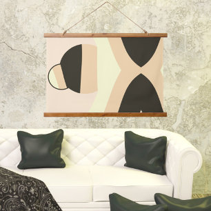 Tapisserie Suspendue Tons Terre Moderne Waves Balls Art Abstrait