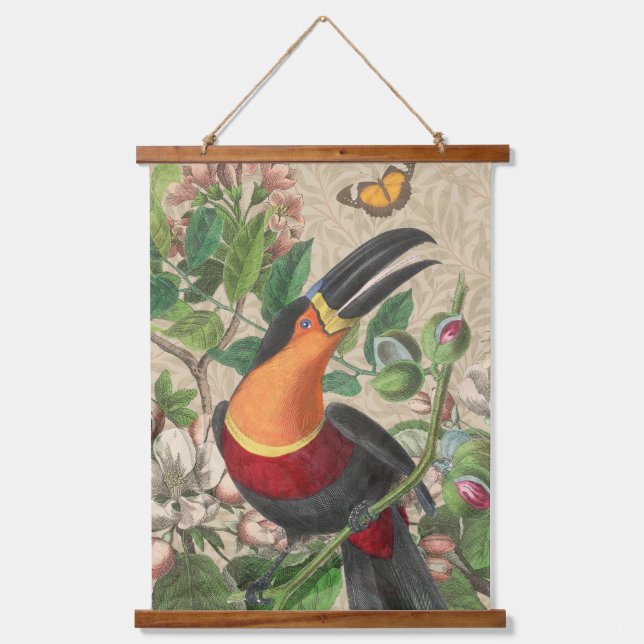 Tapisserie Suspendue Toucan Jungle Tropical Bird Belle antique (Recto)