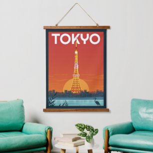 Tapisserie Suspendue Tour de Tokyo Japon Voyages cadeaux rétro