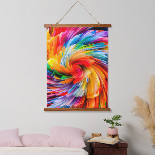 Tapisserie Suspendue Tourbillon Moderne Abstrait Arc-en-Ciel Vibrant