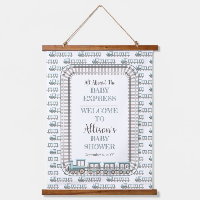 Tapisserie Suspendue Tous à bord du Baby shower bébé Express Train Boy (Recto)