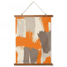 Traits de pinceau artisanaux orange gras Abstrait 