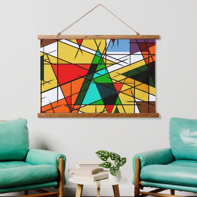 Tapisserie Suspendue Triangle Coloré Géométrique Moderne (Salon)