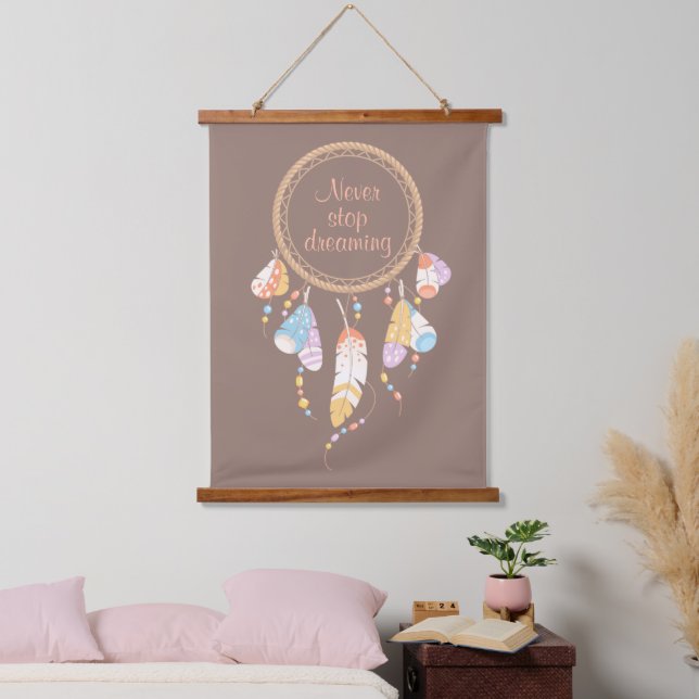 Tapisserie Suspendue Tribal Dreamcatcher Boho Citation Brown (Chambre à coucher)