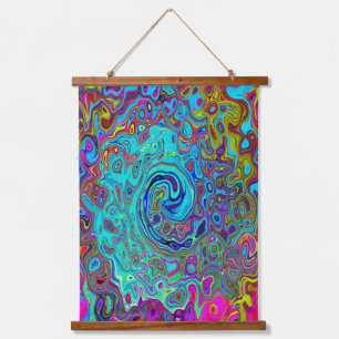 Tapisserie Suspendue Trippy Sky Blue Abstrait Retro Liquid Swirl