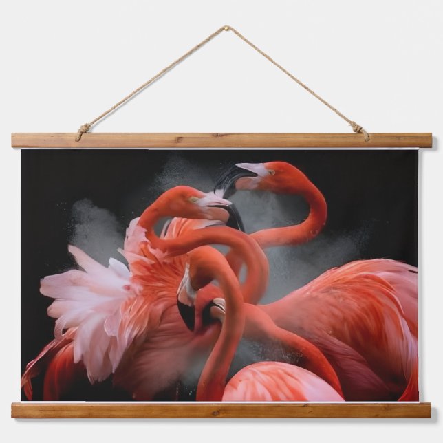 Tapisserie Suspendue Tropical Elegance Flamingo Dance Photography (Devant)