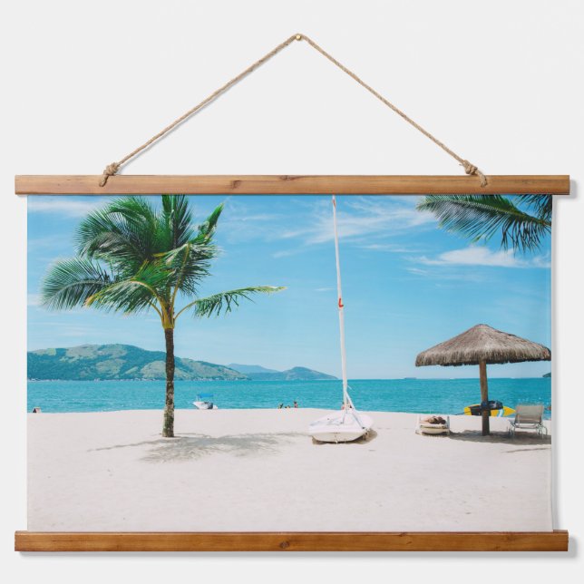 Tapisserie Suspendue Tropical Escape – Serene Beach Paradise (Devant)