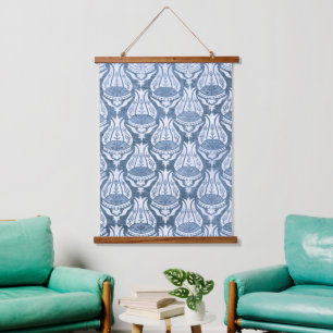Tapisserie Suspendue Tulipe et Treillis Art Floral Bleu de William Morr