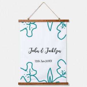 Tapisserie Suspendue Turquoise bleu couple de mariage date flstylish