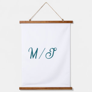 Tapisserie Suspendue Turquoise monogramme nom de couple marié simple st