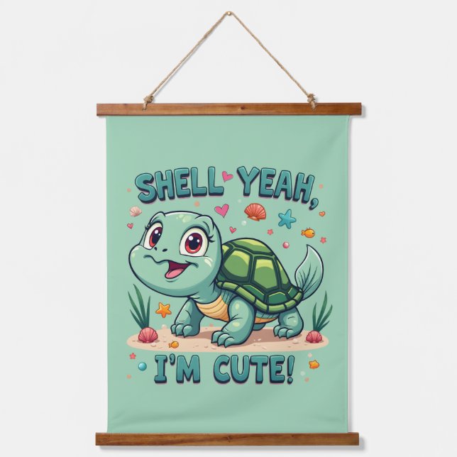 Tapisserie Suspendue Turtle Kawaii mignonne avec jeu amusant Océan (Recto)