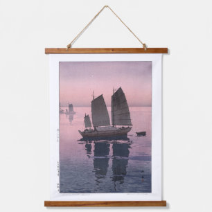 Tapisserie Suspendue ukiyoe - Yoshida - 12 - Bateaux à voile - Soirée -