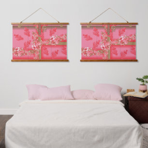 Tapisserie Suspendue un design d'arrière - plan rose et or avec un roug