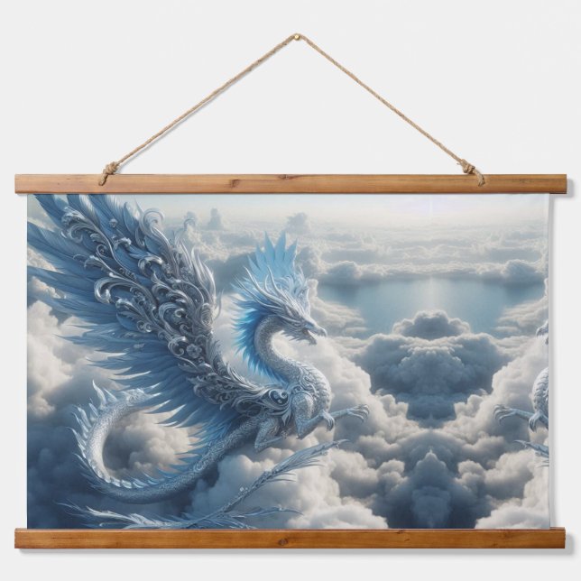 Tapisserie Suspendue Un dragon superbe entouré de nuages (Devant)