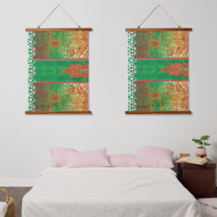 Tapisserie Suspendue Un foulard indien joliment conçu en vert et o