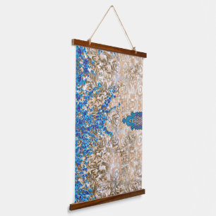 Tapisserie Suspendue Un motif cachemire orné en bleu et marron, affiche
