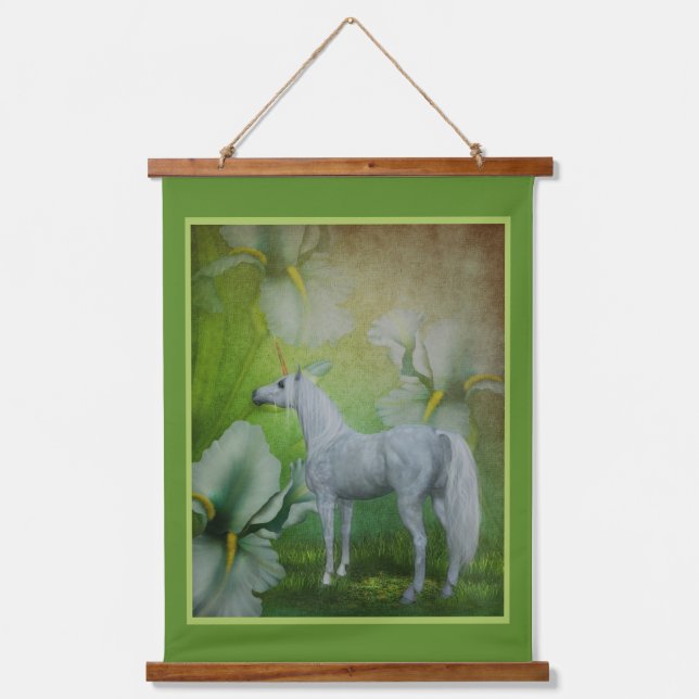 Tapisserie Suspendue Unicorne Et Lilies Imaginaire Cheval Art (Recto)