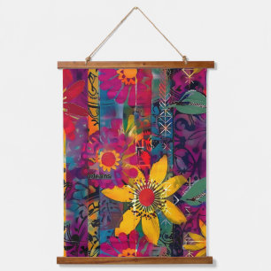 Tapisserie Suspendue Urban Bloom Affiche Explosion de Fleurs Graffiti
