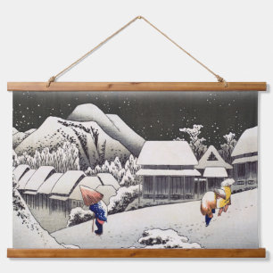 Tapisserie Suspendue Utagawa Hiroshige - Neige du soir à Kanbara