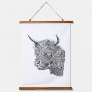 Tapisserie Suspendue Vache écossaise impertinente Art rustique de bétai
