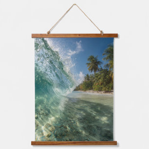 Tapisserie Suspendue Vague Tropicale Fracassant le Rivage - Art