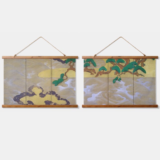 Tapisserie Suspendue Vagues à Matsushima (à droite), Tawaraya Sotatsu (Double)