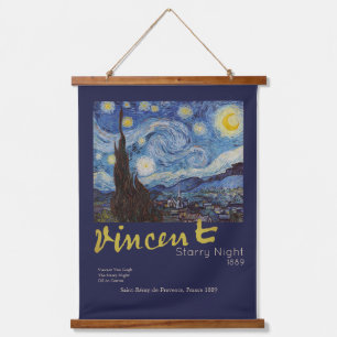Tapisserie Suspendue Van Gogh Nuit Étoilée Vintage Bleu Chef-d'œuvre