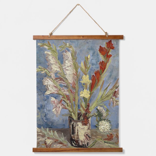 Tapisserie Suspendue Van Gogh Vase avec Gladioli et China Asters (Recto)