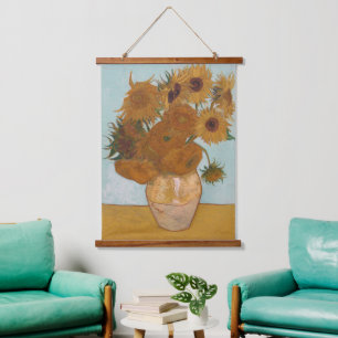 Tapisserie Suspendue Vase avec douze tournesols Série de tournesols