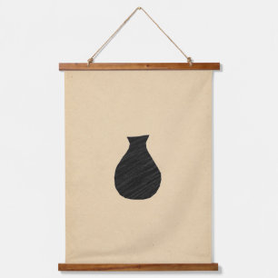 Tapisserie Suspendue Vase noir minimaliste