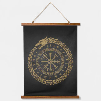 Tapisserie Suspendue Vegvisir Dessin de cercle de rune de serpent nordi