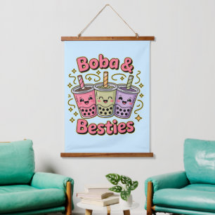Tapisserie Suspendue Vibes BOBA & Besties - Parfait pour les amateurs d