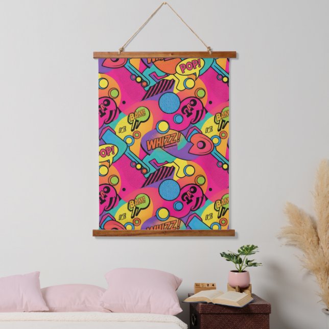 Tapisserie Suspendue Vibrant Retro Pop Seamless Pattern (Chambre à coucher)