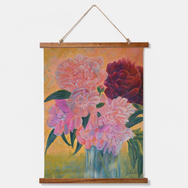 Tapisserie Suspendue Vie morte avec Peonies Peinture (Recto)