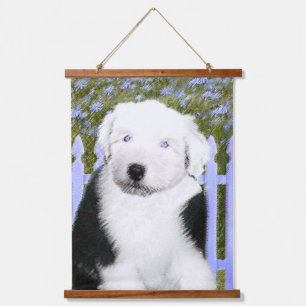 Tapisserie Suspendue Vieux anglais Sheepdog Puppy Peinture - Chien Art