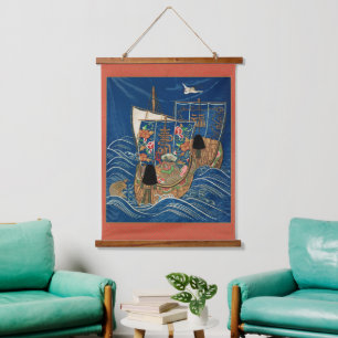 Tapisserie Suspendue Vieux bateau-trésor japonais chanceux G.A. Audsley