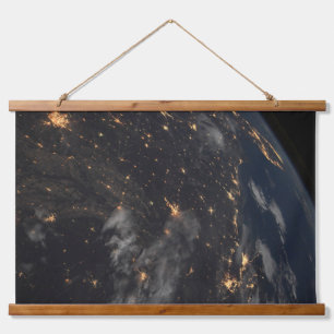 Tapisserie Suspendue Ville Lumière La Nuit Sur La Planète Terre