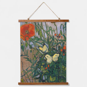 Tapisserie Suspendue Vincent van Gogh - Papillons et Coquelicots