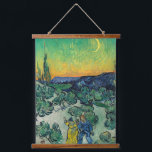 Tapisserie Suspendue Vincent van Gogh - Paysage Lune avec couple<br><div class="desc">Paysage de la Lune / Couple Walking parmi les oliviers dans un paysage montagneux avec Crescent Moon - Vincent van Gogh,  Huile sur toile,  1890</div>