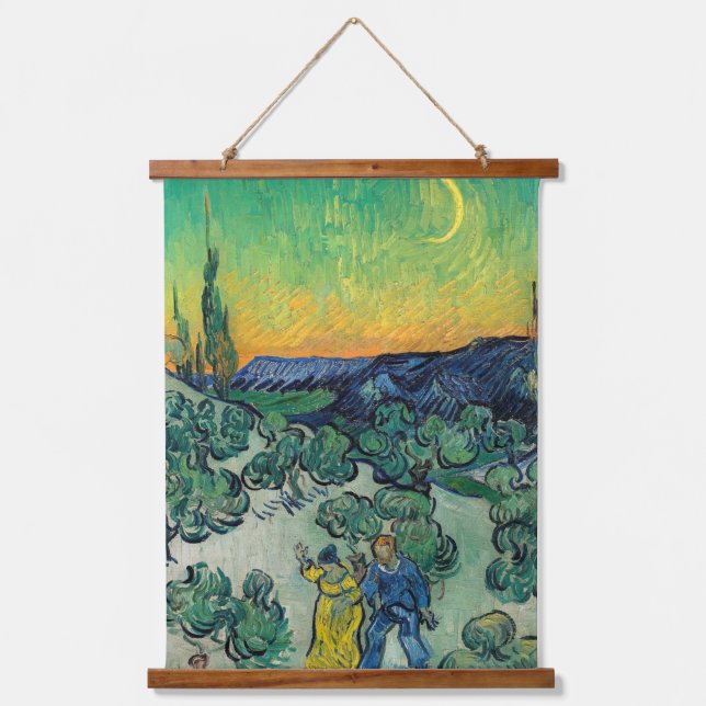 Tapisserie Suspendue Vincent van Gogh - Paysage Lune avec couple (Recto)
