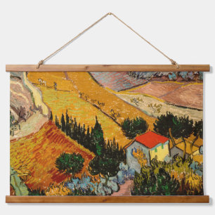Tapisserie Suspendue Vincent van Gogh - Paysage, Maison et Plowman