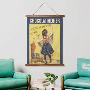 Tapisserie Suspendue Vintage 1892 Chocolat Menier Jeune Fille Française