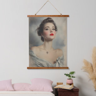 Tapisserie Suspendue Vintage Allure : Portrait de femme Sultry