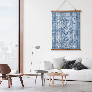 Tapisserie Suspendue Vintage Boho Indigo Distressed Floral Perse Rug