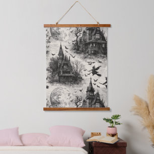 Tapisserie Suspendue Vintage Haunted House et sorcier Toile Motif