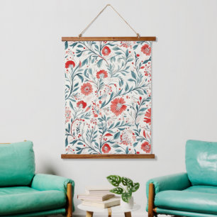 Tapisserie Suspendue Vintage marguerite rouge motif floral - Botanique