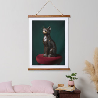 Tapisserie Suspendue Vintage Regal Black Cat Hanging Canvas Wall Art