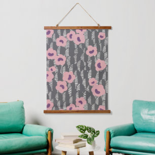 Tapisserie Suspendue Vintage René Crevel Art Déco Fleurs Roses Français