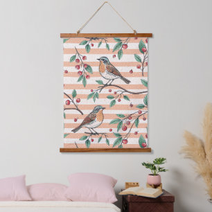Tapisserie Suspendue Vintage Sakura Cerry Blossom & Bird Aesthétiquemen